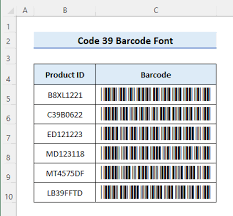 code 39 barcode font for excel