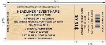 Free Dinner Ticket Template Word Theater Printing Tickets