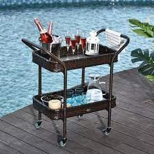 Outsunny Rattan Wicker Serving Cart