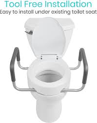 raised toilet seat with armrests