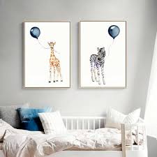 giraffe elephant zebra art mural poster