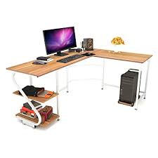 C $97.44 to c $143.38. Buy Weehom Reversible L Shaped Desk With Shelves Large Corner Computer Desks For Home Office Writing Workstation Wooden Desk Table Walnut White Leg Online In Germany B08qvss91r