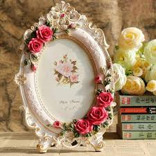 resin rose flower photo frame oval