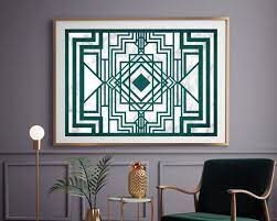 Art Deco Print Emerald And Marble Print