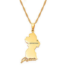 guyana map pendant necklace women s