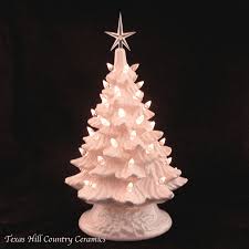 Pink Ceramic Christmas Tree Trimmed With Clear Lights And Star 11 1 2 Inch Tall Made To Order