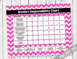 Chore Chart For Teens Reward Chart Responsibility Chart Weekly Chore Chart Behavior Chart Neon Kids Chore Chart Printable You Edit Pdf