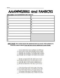 Aaawwubbis And Fanboys Worksheets Teaching Resources Tpt