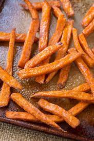 oven baked sweet potato fries cooking