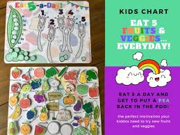 Kids Fruit And Veggie Chart Peas In The Pod Theme