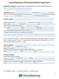 Rental Application Form Free Templates