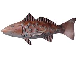 Spot Tailed Bass Iron Fish Sculpture