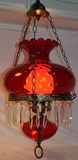 Oil Lamp Cranberry Ruby Red Glass Shade