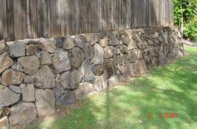 hand placed bush rock retaining walls