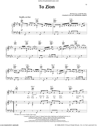 to zion sheet for voice piano or