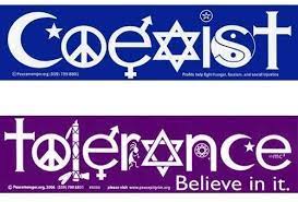To exist together, at the same. Amazon Com Coexist And Tolerance Bumper Stickers Automotive