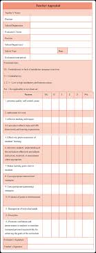 Teacher Appraisal Form Sample Download Free Forms