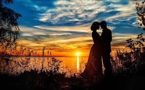romantic love on the beach gold sunset