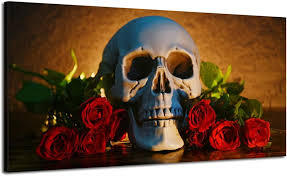 Canvas Wall Art Prints Skull And Red