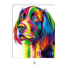 Colorful Animal Dog Wall Art Oil