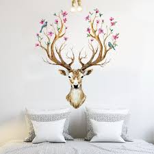 Colourful Deer Head Wall Stickers For