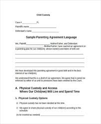 sle custody agreement forms in pdf