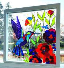 Humming Bird Art Glass Painting Sun