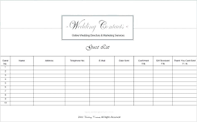Wedding Guest List Template Printable Blank Wedding Guest List