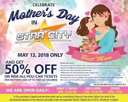 Mother's day in philippines is always celebrated and observed on second sunday of may each year. Mother S Day Promo At Star City Loopme Philippines