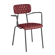 vulcan red leather carver dining chair
