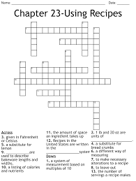 chapter 23 using recipes crossword