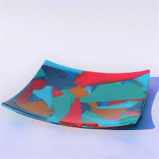 Multicoloured Fused Glass Platter The