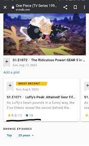 One piece episode 1071 9.0 rating on IMDb : r/OnePiece