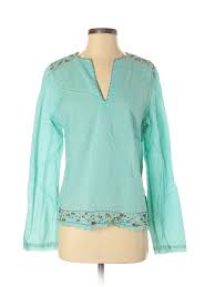 Details About United Colors Of Benetton Women Blue Long Sleeve Blouse L