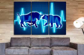Bull And Bear Stock Market Canvas Stock