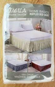 drop white ruffled bed skirt