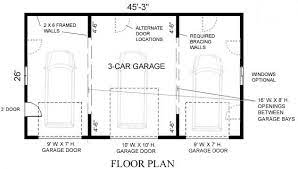 Hipped Roof Style 3 Car Garage Plan