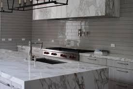 Please take a few moments to see the thomas moran waterfalls. Glossy Gray Kitchen Backsplash Tiles With Marble Hood Transitional Kitchen