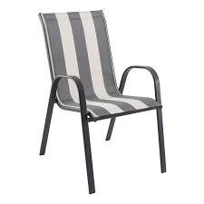 White Striped Sling Patio Chair