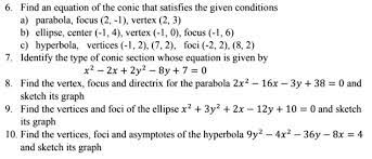 solved find an equation of the conic