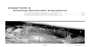 chapter 9 solving quadratic equations