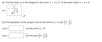 Slope M Of The Tangent To The Curve Y