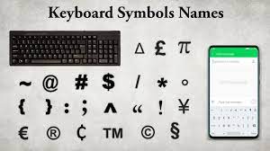 mobile keyboard symbols names
