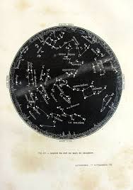 1882 Antique Astronomy Constellation Print Sky Chart