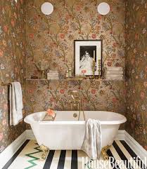 gold chioiserie wallpaper in the