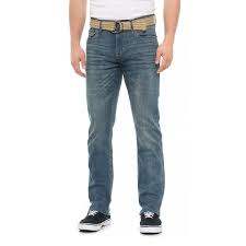 Weatherproof Vintage Belted Slim Straight Fit Jeans For Men
