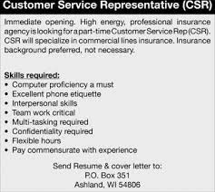 Find new insurance csr jobs at randstad. Looking For A Part Time Customer Service Rep Csr Professional Insurance Agency