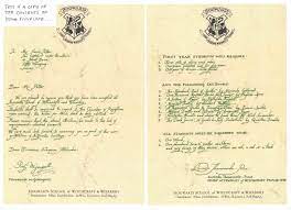 hogwarts acceptance letter from first