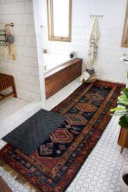vintage rug in the bathroom