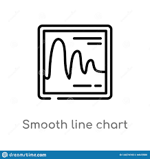 Outline Smooth Line Chart Vector Icon Isolated Black Simple